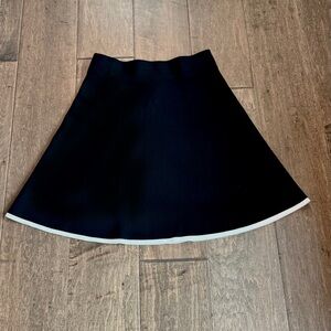 Ann Taylor Black A-Line Knitted Skirt with White Trim